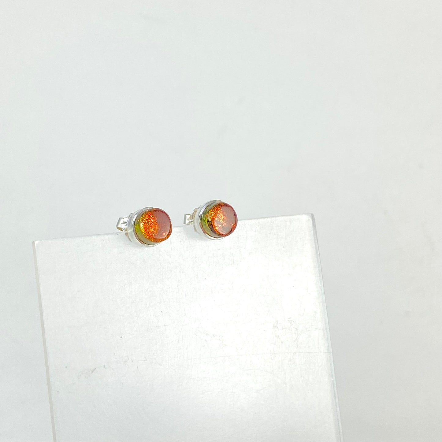 Tiny Circle Post Earrings in Amber