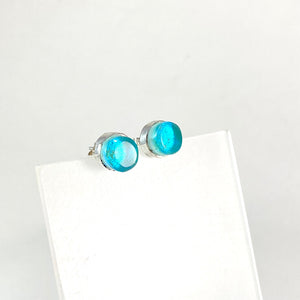 Circle Post Earrings in Aqua
