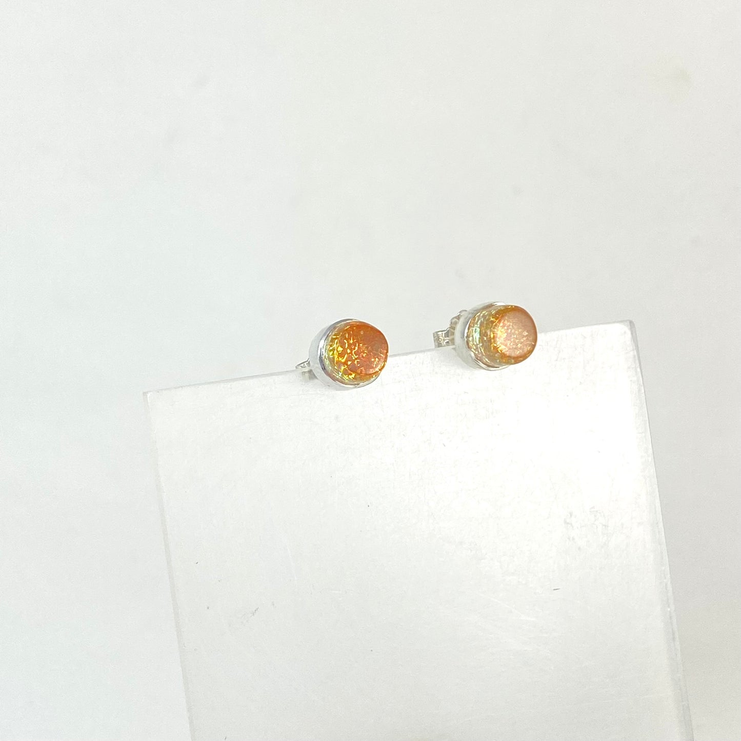 Tiny Circle Post Earrings in Champagne