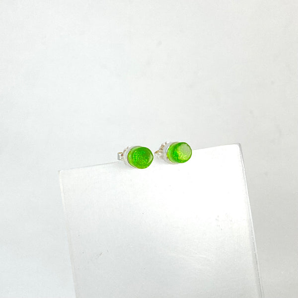 Tiny Circle Post Earrings in Citron
