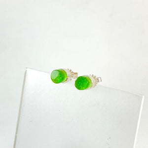 Tiny Circle Post Earrings in Citron