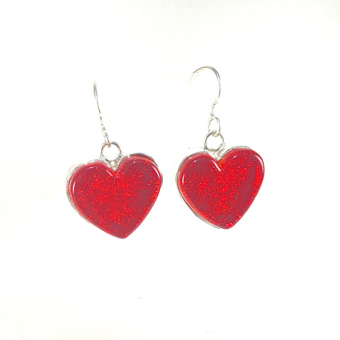 Heart Earrings in Cherry