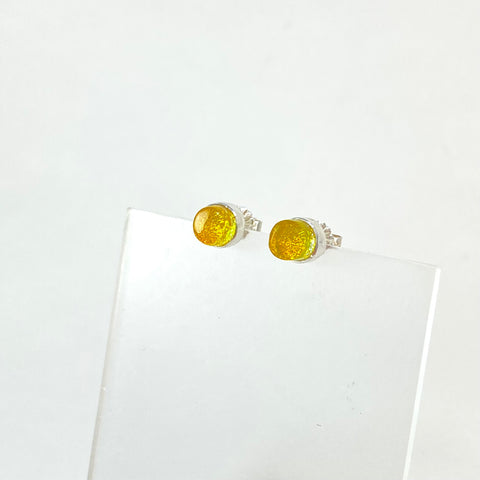 Tiny Circle Post Earrings in Lemon