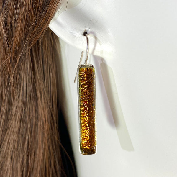 Long Rectangle Earrings in Amber