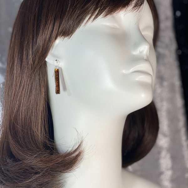 Long Rectangle Earrings in Amber