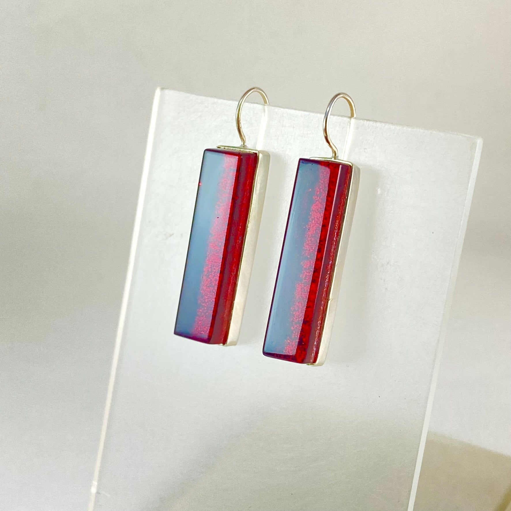 Long Rectangle Earrings in Ruby