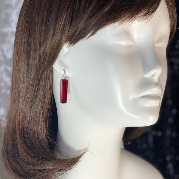 Long Rectangle Earrings in Ruby