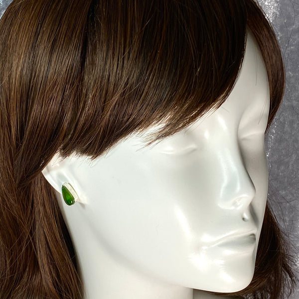 Teardrop Post Earrings in Moss
