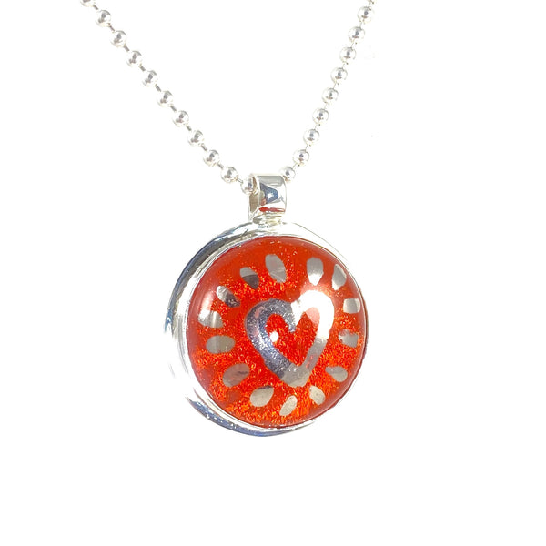 Painted Heart Necklace in Tangerine