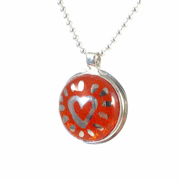 Painted Heart Necklace in Tangerine