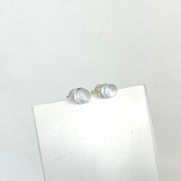 Tiny Circle Post Earrings in Pearl