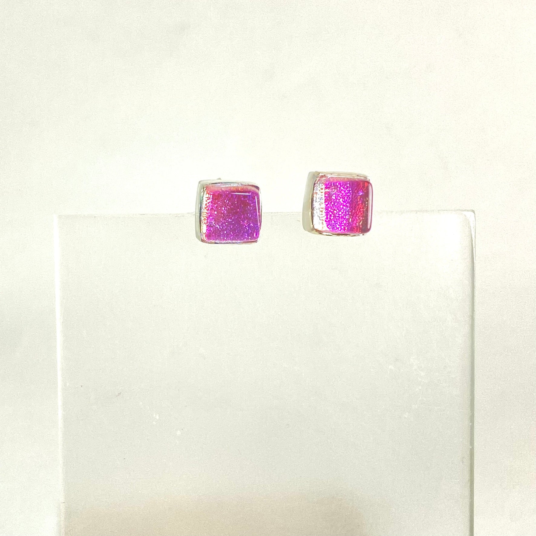 Square Post Earrings in Cotton Candy