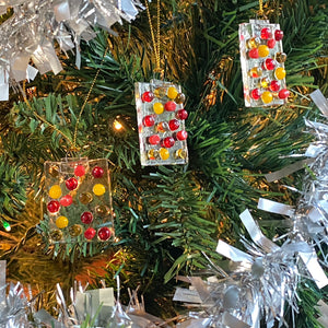 Polka Dot Rectangle Ornaments (3) Red & Yellow