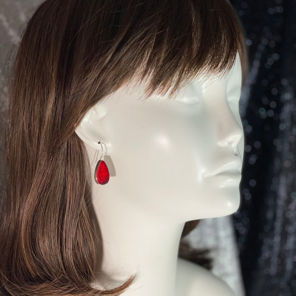 Teardrop Earrings in Cherry Red