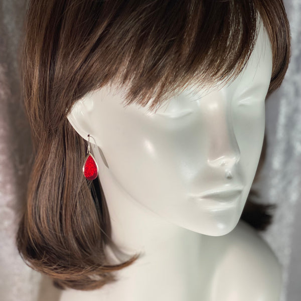 Teardrop Earrings in Cherry Red