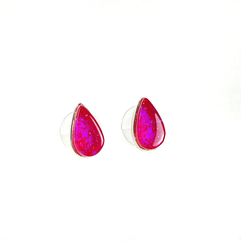 Teardrop Post Earrings in Raspberry