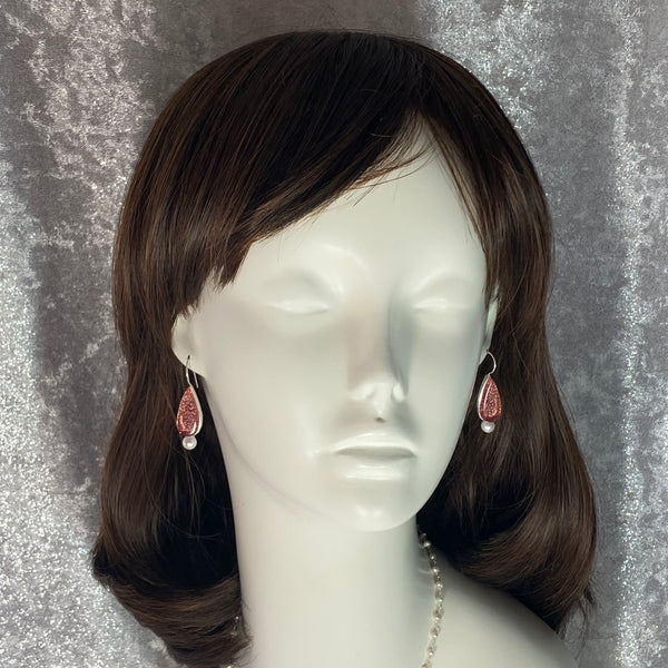 Teardrops Earrings with Pearl in Watermelon